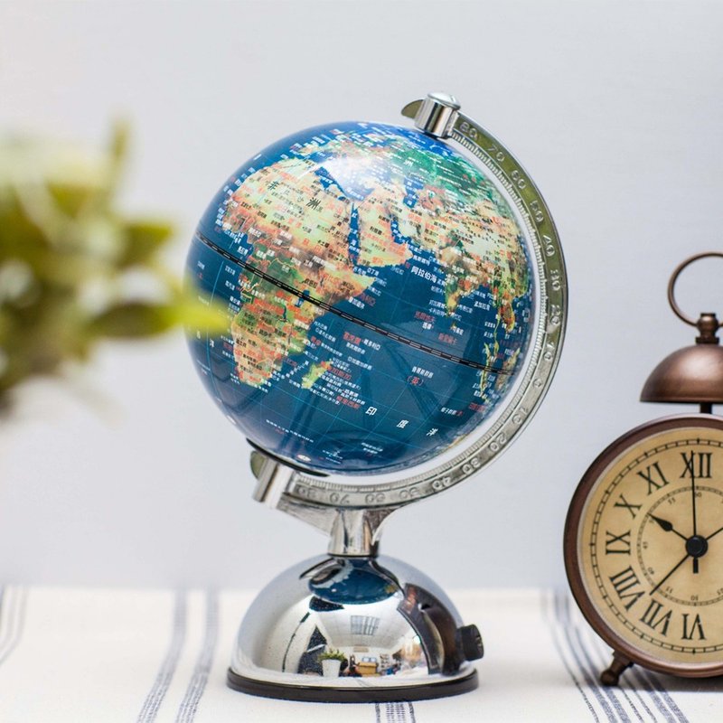 5吋亮面衛星原貌金屬底座地球儀(附燈/中文版) - 擺飾/家飾品 - 塑膠 藍色