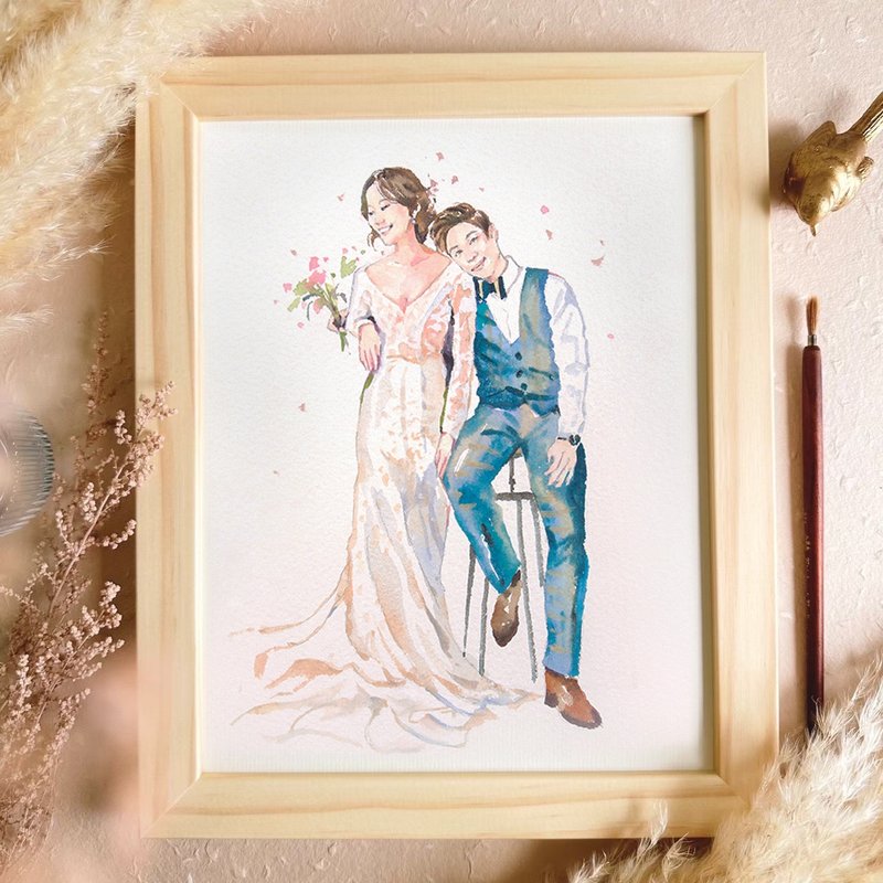 New Product|Siyan Painting Simple Watercolor Portrait Painting Custom Portrait Wedding Birthday Lover Gift - Customized Portraits - Paper 