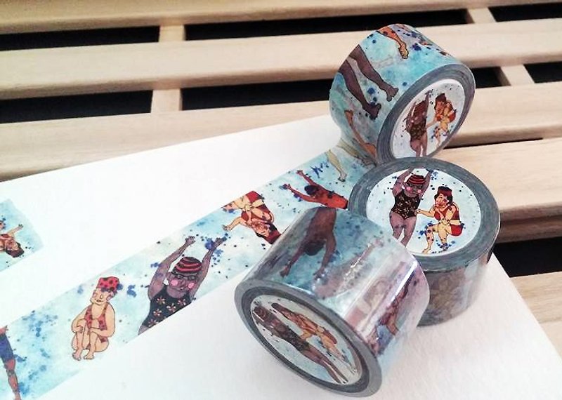 PuChi/I'm going to the beach in summer/Paper tape - Washi Tape - Paper Blue