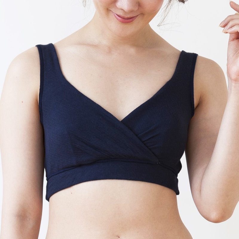 Made in Japan Cotton 100% camisole, soft, stretchy, gentle, sensitive skin - Women's Underwear - Cotton & Hemp Blue