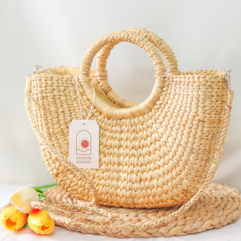 Woven bag by Water Hyacinth (Product Name : Melon Sundae) - その他 - 寄せ植え・花 カーキ