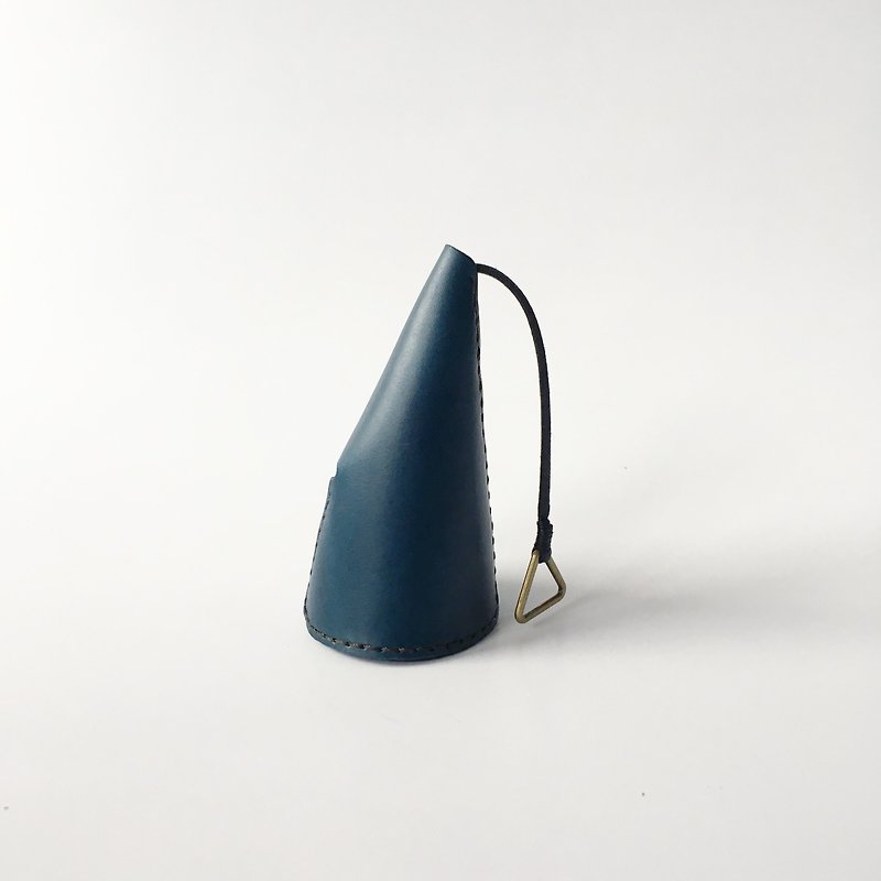 Leather key case-Life element-minimalism handmade - Keychains - Genuine Leather Blue