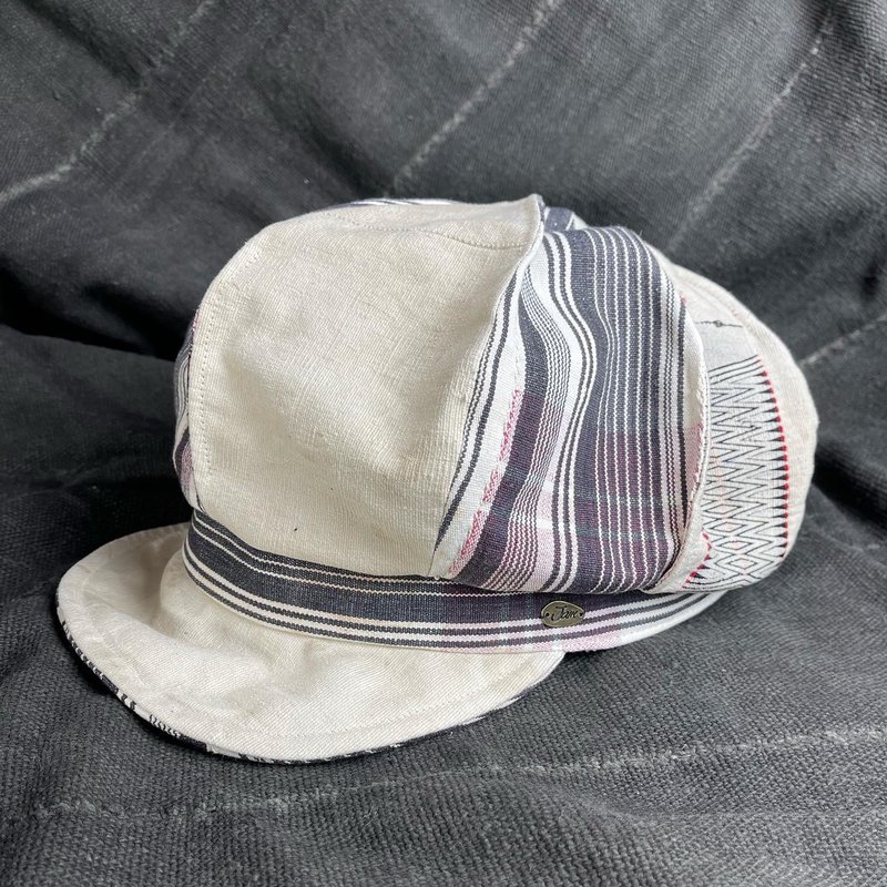 西非Ewe族 緬甸Naga族 ２wayCAP  報童帽 獵帽 - 帽子 - 棉．麻 白色