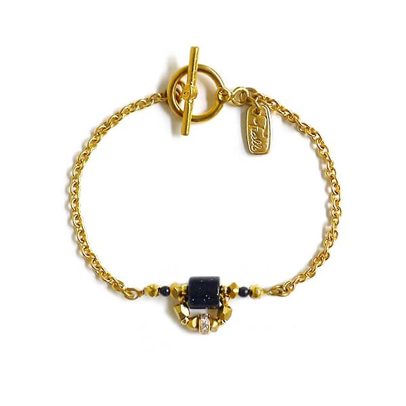 Ficelle | handmade brass natural stone bracelet | [Blue Sands] month prayer - สร้อยข้อมือ - เครื่องเพชรพลอย 