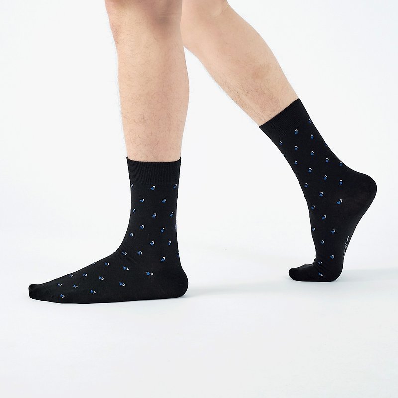經典LOGO紳士中筒襪/黑(L)-MIT抗菌設計中筒襪 - 襪子 - 棉．麻 黑色