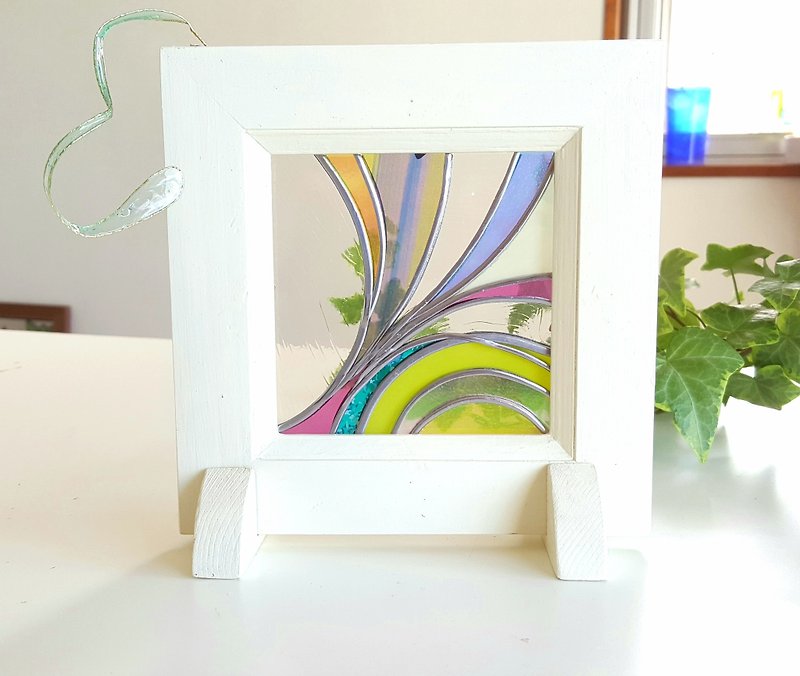 Wooden frame Glass art 　Spring breeze - Items for Display - Acrylic Multicolor