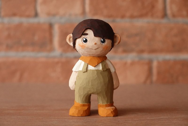 ハンという少年 - 人形・フィギュア - 木製 カーキ