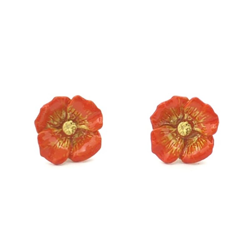 Poppy Earrings ポピーピアス/ピアス　PA341 - 耳環/耳夾 - 其他金屬 橘色