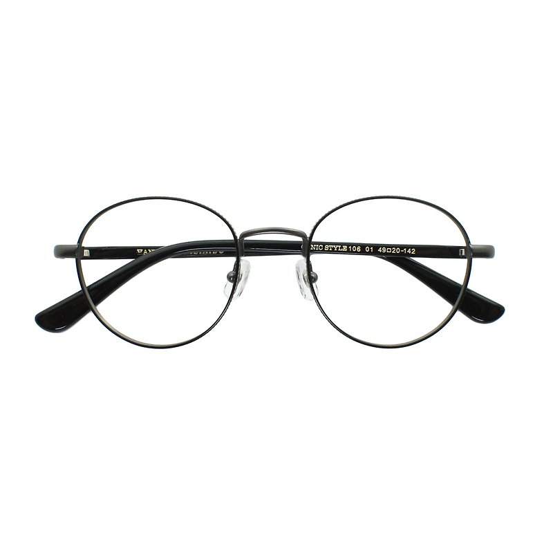 手工板材 復古金屬鏡 圓眼鏡框 - 眼鏡/眼鏡框 - 其他金屬 黑色