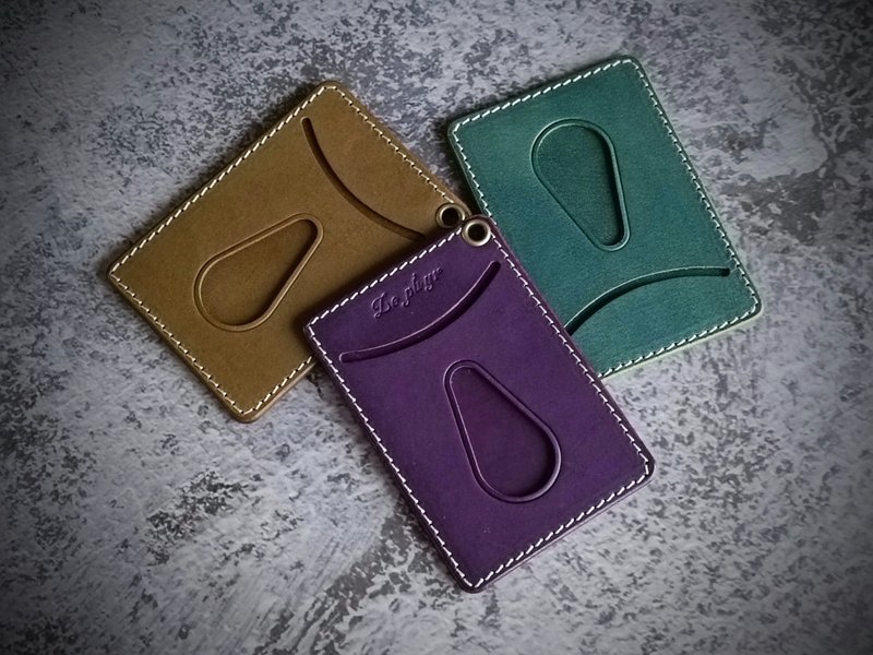 手工皮革 金鞄銀  植鞣革  真皮  伸縮雙面卡套  卡片套  悠遊卡 - 證件套/識別證套 - 真皮 