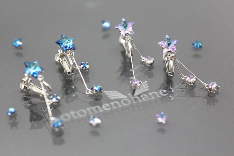 Star Story Pierced Earrings & Earrings - ต่างหู - คริสตัล สีน้ำเงิน