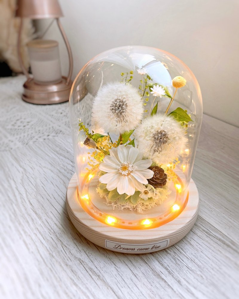 Dandelion Glass Cup-Forest Waltz Night Light Eternal Dandelion Dandelion Glass Cover - ช่อดอกไม้แห้ง - พืช/ดอกไม้ สีเขียว