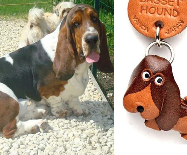 Basset Hound Leather Charm, Handmade Leather Bag online Charm, Leather Handbag and Purse Charm, Basset Hound Keychain, Handmade Leather Gift