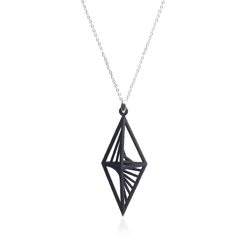 【String Art】3D Printing Triangular Rhombus Necklace - สร้อยคอ - โลหะ สีดำ