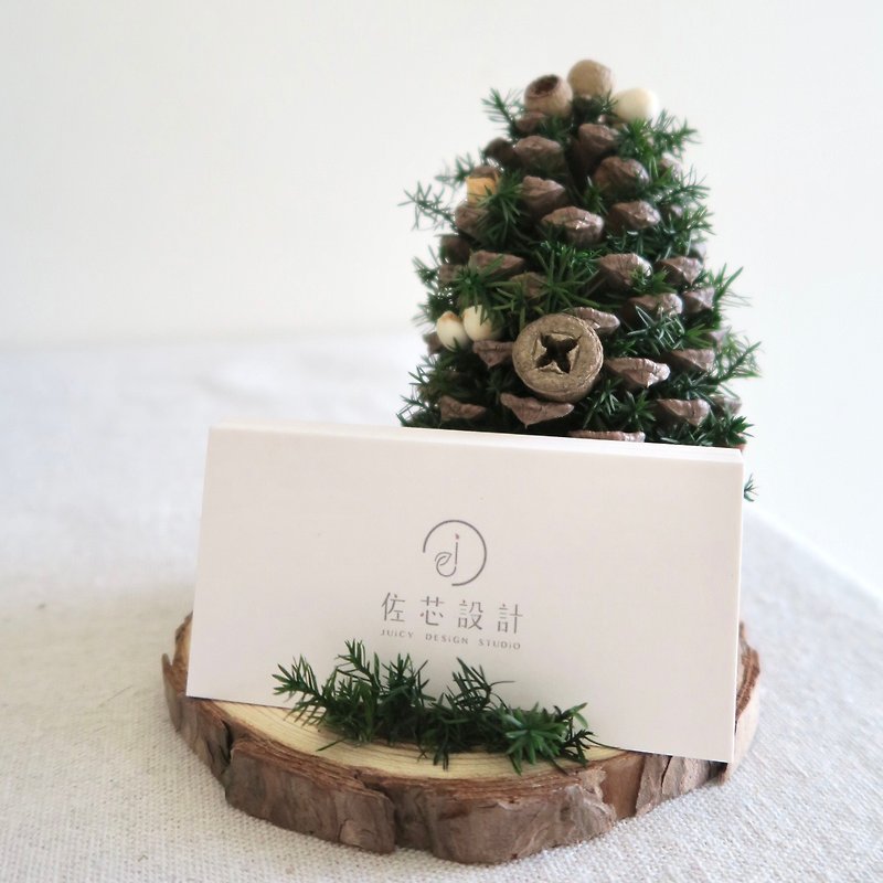 Pine cone Christmas tree business card holder photo holder mobile phone holder - Card Stands - Plants & Flowers 