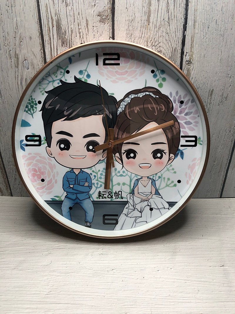 Wedding anniversary hand-painted clock room decoration commemorative gift home decoration wedding photo hand-painted - Clocks - Other Materials Purple