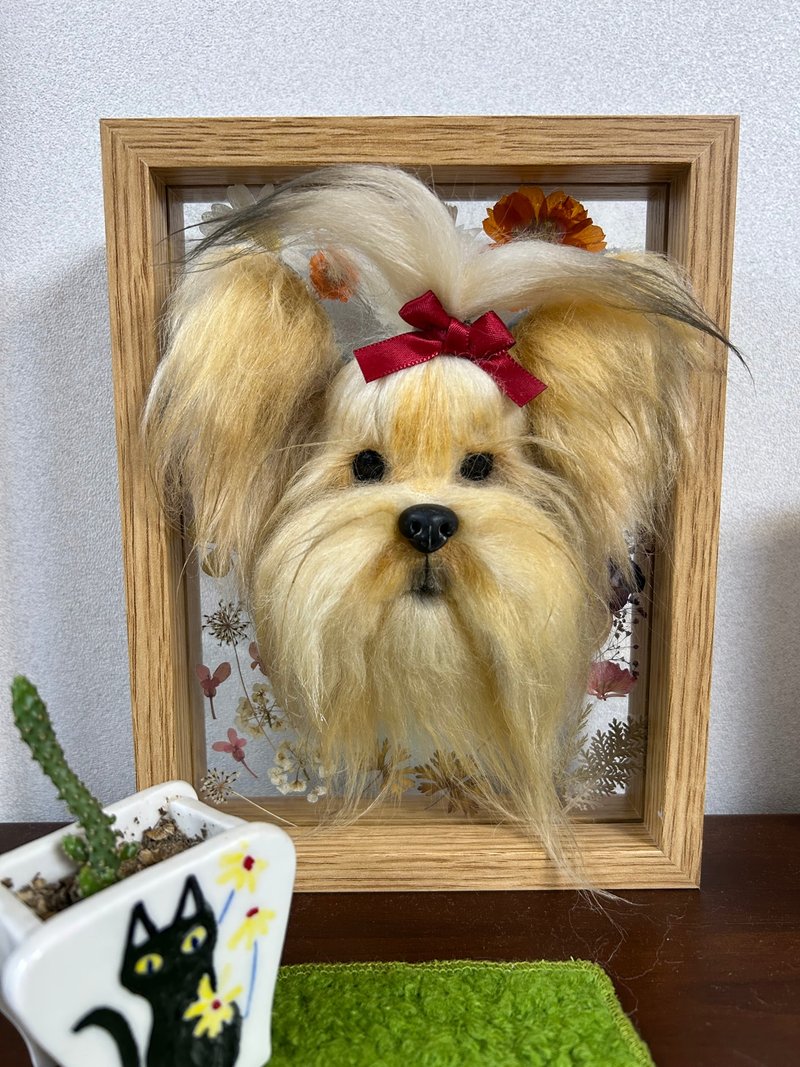 Yorkshire terrier dog portrait, semi-dimensional portrait - 公仔/玩偶 - 其他材質 卡其色