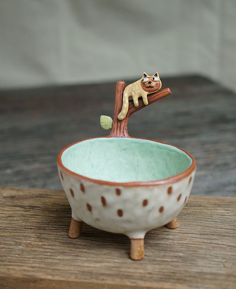 cat bowl , handmade ceramic. - Pottery & Ceramics - Pottery Khaki