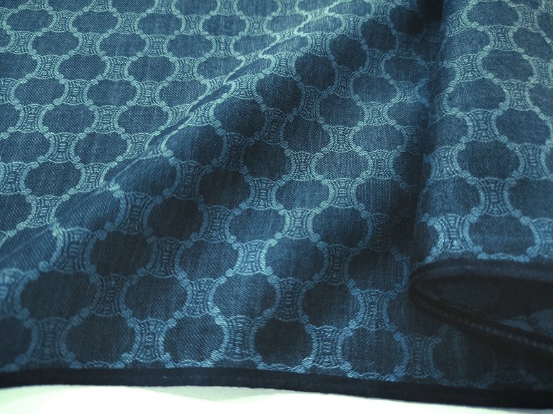 Celine Vintage Scarf Classic & Luxury Monogram Blue 19 x 19 inches - 手帕 - 棉．麻 藍色