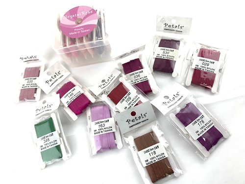 Crystal Rose Ribbon 緞帶專賣 Petals 緞帶刺繡仿絲帶 5mmx10色/送方塊收納疊盒/紫色系
