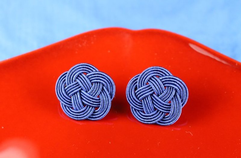 Clip On Earrings,pierced earrings,Mizuhiki,origami,Unique,Japanese,kimono - Earrings & Clip-ons - Other Metals Blue