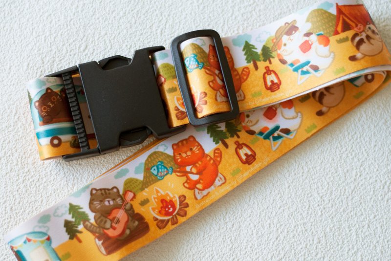 Original Design Camping Cat Luggage Strap - กระเป๋าเดินทาง/ผ้าคลุม - เส้นใยสังเคราะห์ สีส้ม