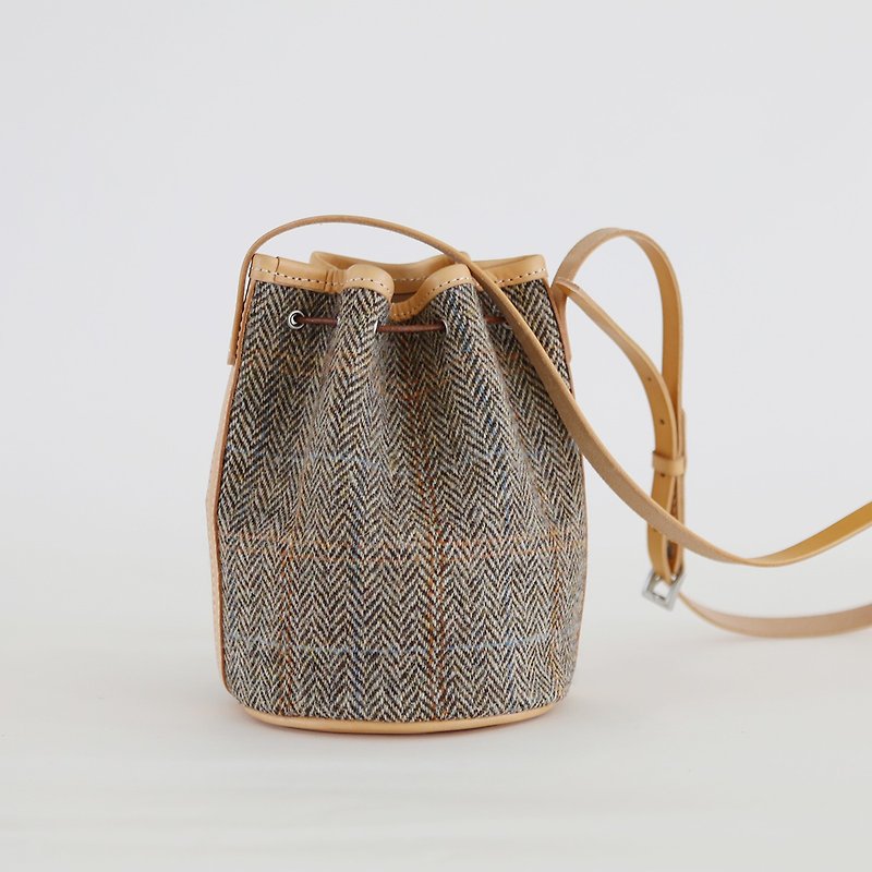 JOYDIVISION harris tweed handmade bucket bag shoulder retro bag lady - Messenger Bags & Sling Bags - Genuine Leather 