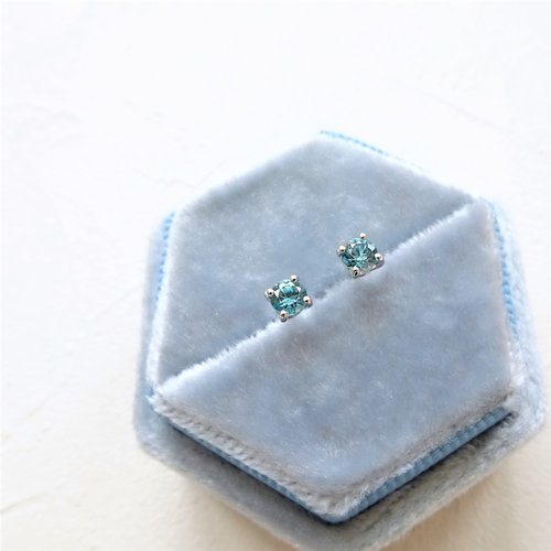 Joyce Wu Handmade Jewelry 天然鋯石 風信子石 經典四爪鑲 純 14K 白金耳釘