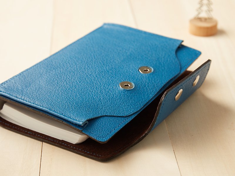pouch系列:三色牛皮6孔A5活頁型筆袋記事本 - 筆記本/手帳 - 真皮 藍色