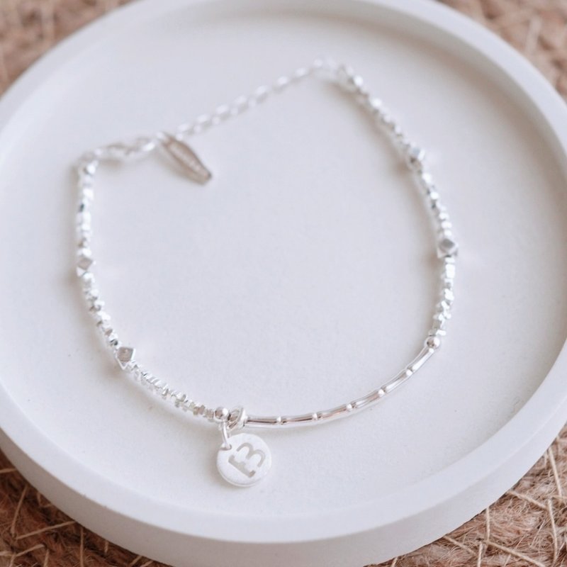 聖誕禮物 字母客製手鍊 飾品禮盒 和煦之境純銀手鍊 925純銀手鏈 - 手鍊/手鐲 - 純銀 銀色