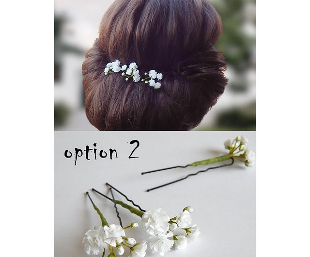 Eucalyptus hair comb dried flower hair clip selling gypsophila hair comb wedding babys breath hair piece