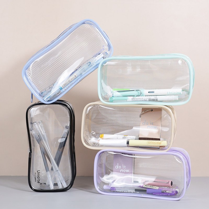 Chuyu glass transparent mesh pencil case/transparent stationery bag/universal storage bag/cosmetic bag/waterproof toilet - กล่องดินสอ/ถุงดินสอ - ไฟเบอร์อื่นๆ 