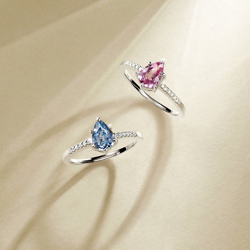 Fancy Sapphire Bianca Gemstone - Natural Sapphire with Real Diamonds - แหวนทั่วไป - เครื่องประดับ สีทอง