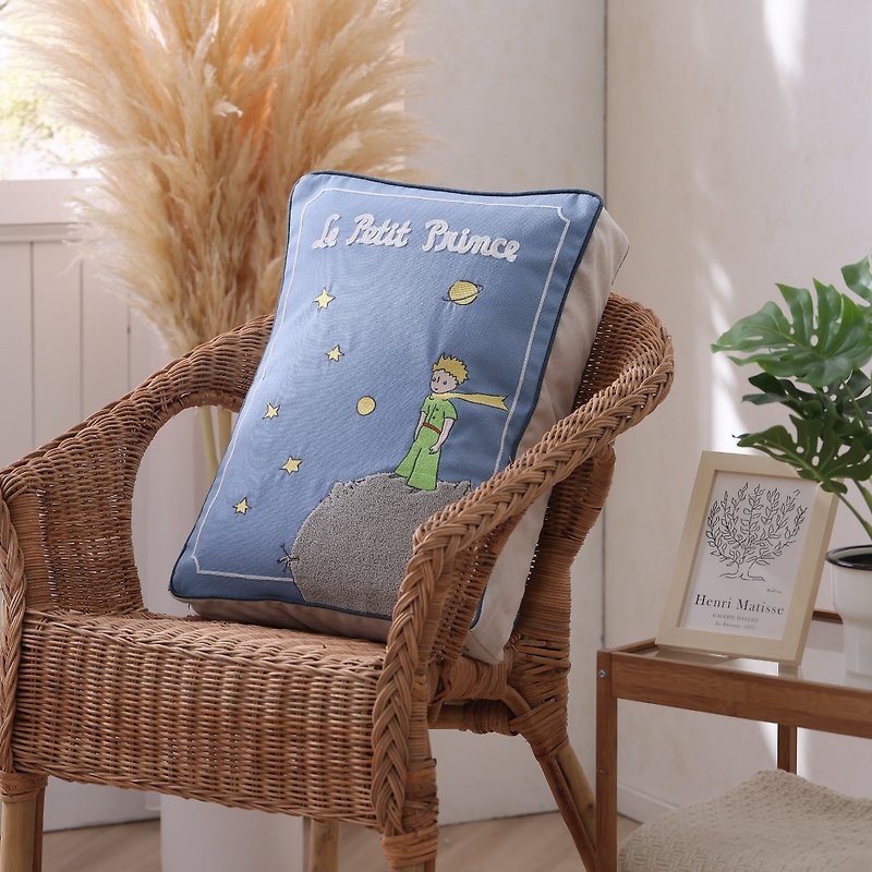 [Little Prince Joint Name] Embroidered Sofa Pillow/Starry Sky Sail (Light Blue) - Pillows & Cushions - Polyester Blue