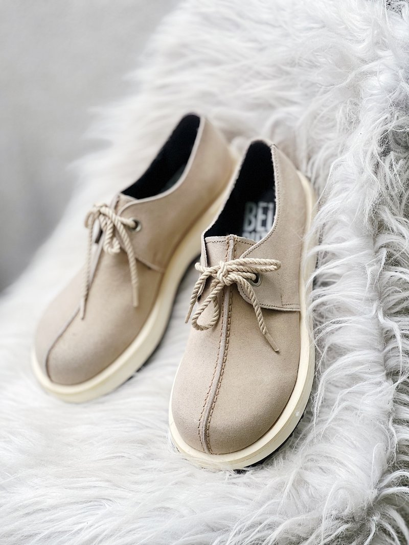 tokyo bopper / belly button 日本絕版真皮麂皮革手工鞋shoe - 女皮鞋 - 真皮 卡其色