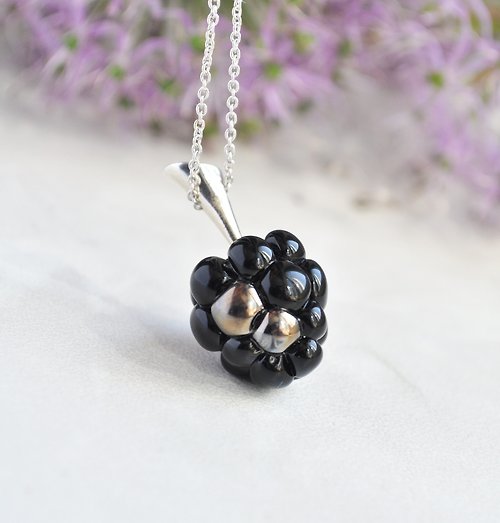 Toutberry Blackberry pendant Raspberry necklace Glass fruit necklace Unique jewelry gift