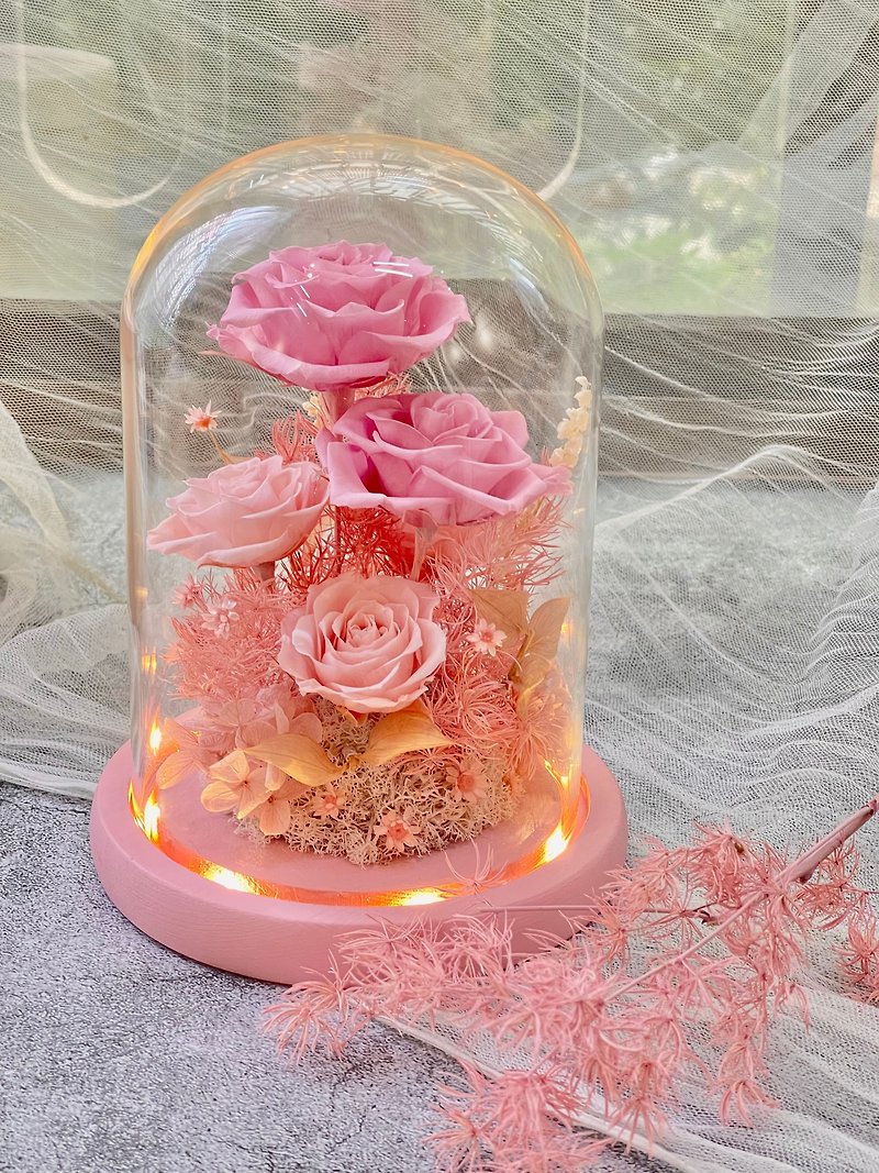 Rosemary Flora I just love pink glass shade pink/Christmas/exchange gifts - ช่อดอกไม้แห้ง - พืช/ดอกไม้ สึชมพู