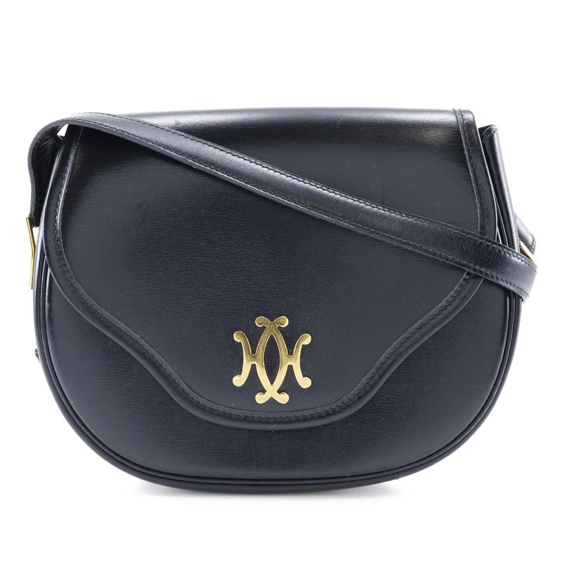 【日本直送】エルメス HERMES ダブルH ショルダーバッグ ヴィンテージ カーフ 黒/ゴールド金具  レディース【中古】 - 側背包/斜背包 - 真皮 黑色