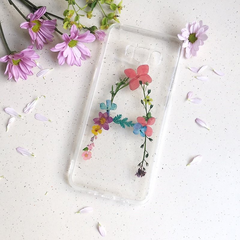 [Exclusively ordered] A for Amy dry flower English custom mobile phone case - Phone Cases - Plants & Flowers Multicolor