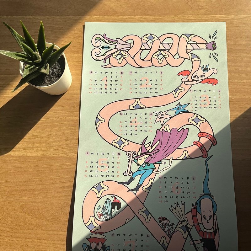 2025蛇年年曆365日海報　尺寸 21 x 51 cm - 日曆/月曆/年曆 - 紙 藍色