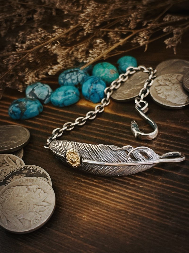 【Totem Series】Feather Bracelet/Sterling Silver - สร้อยข้อมือ - เงินแท้ สีเงิน