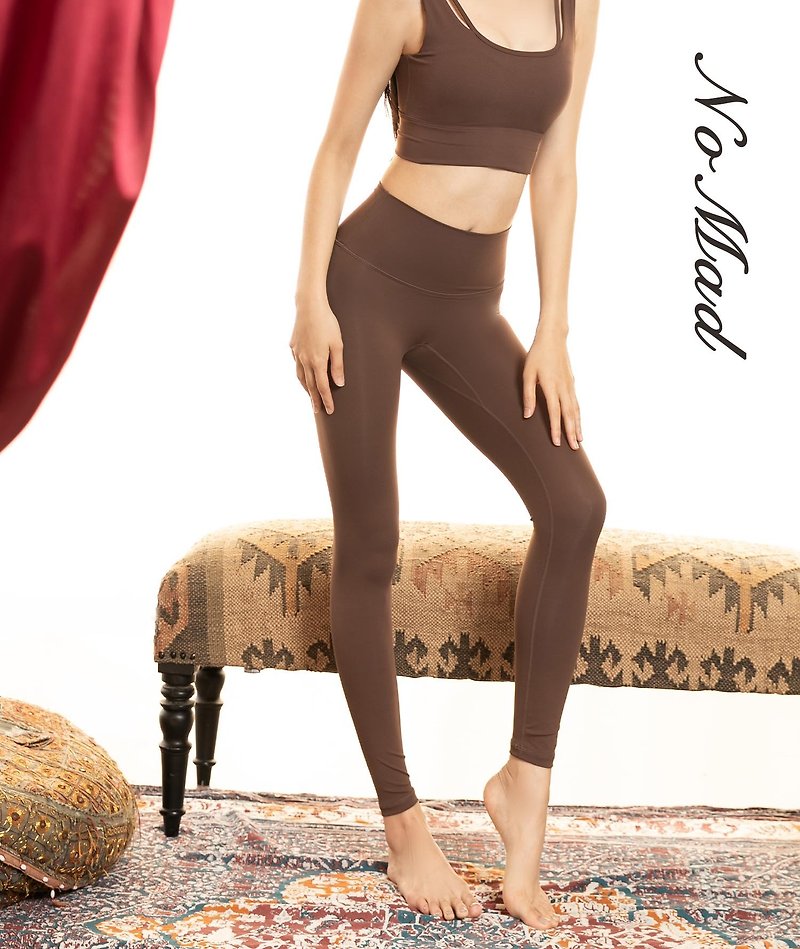 Belly Savior Yoga Tights - Cocoa Color [Yoga Pants/High Waisted Yoga Pants/Yoga Tights] - Women's Sportswear Bottoms - Other Materials Brown