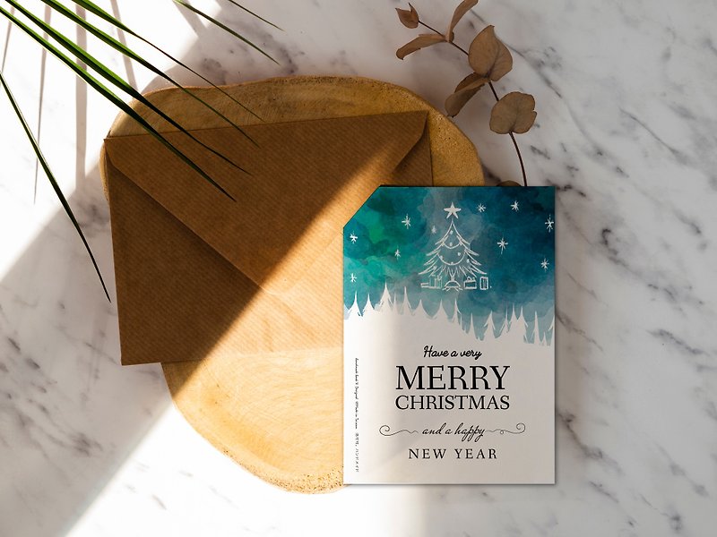 クリスマスカードウィンターブルー[CM18006]ロココストロベリーウェルキン手作りポストカード封筒付き - カード・はがき - 紙 