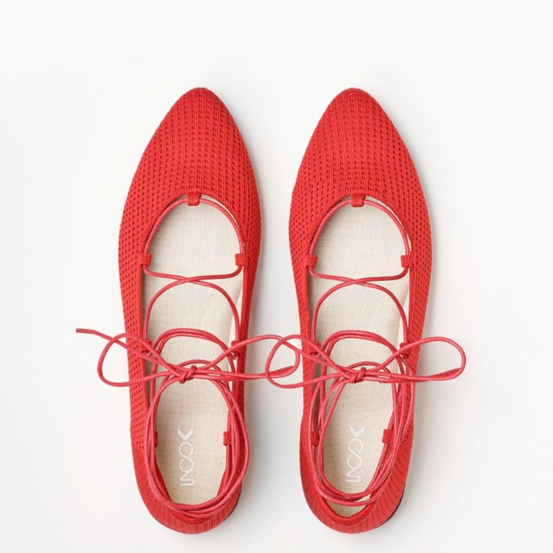 Roman Flats French Red - รองเท้าบัลเลต์ - วัสดุอีโค สีแดง