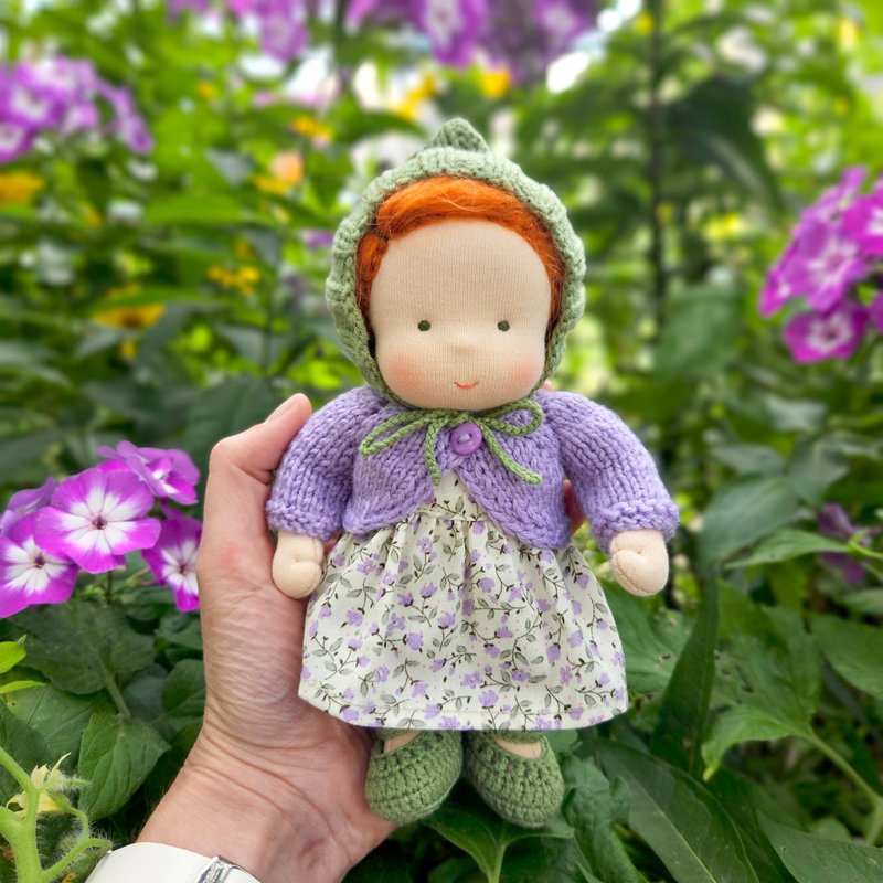 Waldorf doll pocket doll 7 inch (18 cm) tall. - Kids' Toys - Eco-Friendly Materials Purple