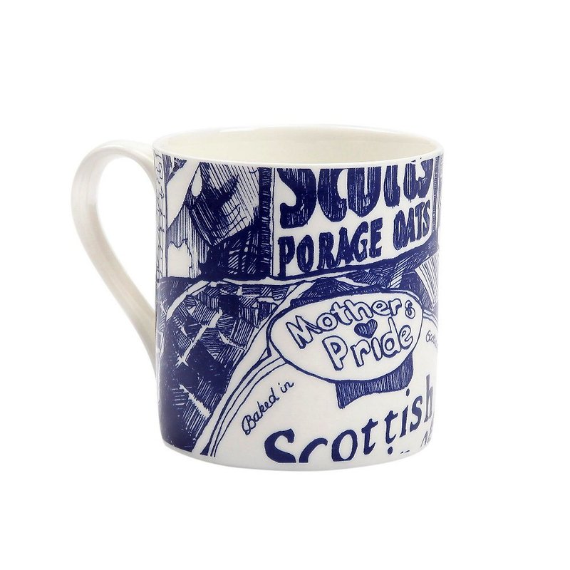 British Gillian Kyle Scottish Breakfast Pop Wind Totem Mug-Spot - Cups - Porcelain Blue