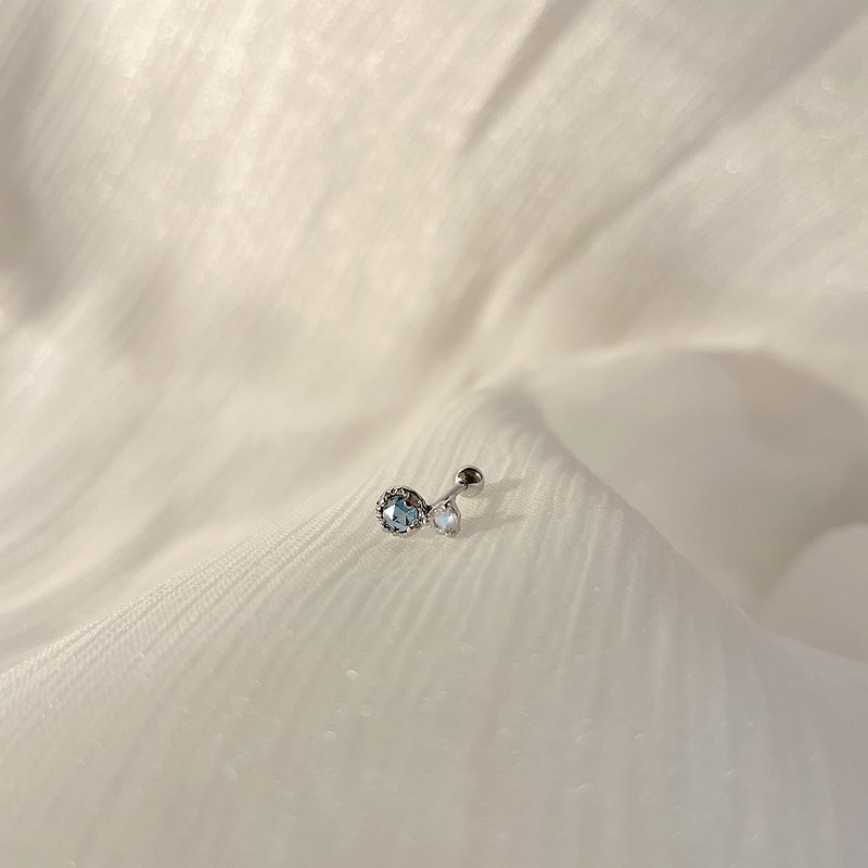 純銀 倫敦藍拓帕&月光石耳環 天然石耳環【可改耳針式】 - 耳環/耳夾 - 水晶 