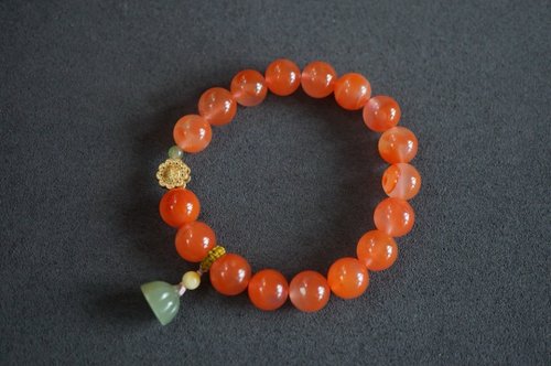 Angel's tears 天使之淚 Jewelry Design 10mm天然川料南紅瑪瑙 碧玉和田玉蓮蓬設計單圈手串手鍊s