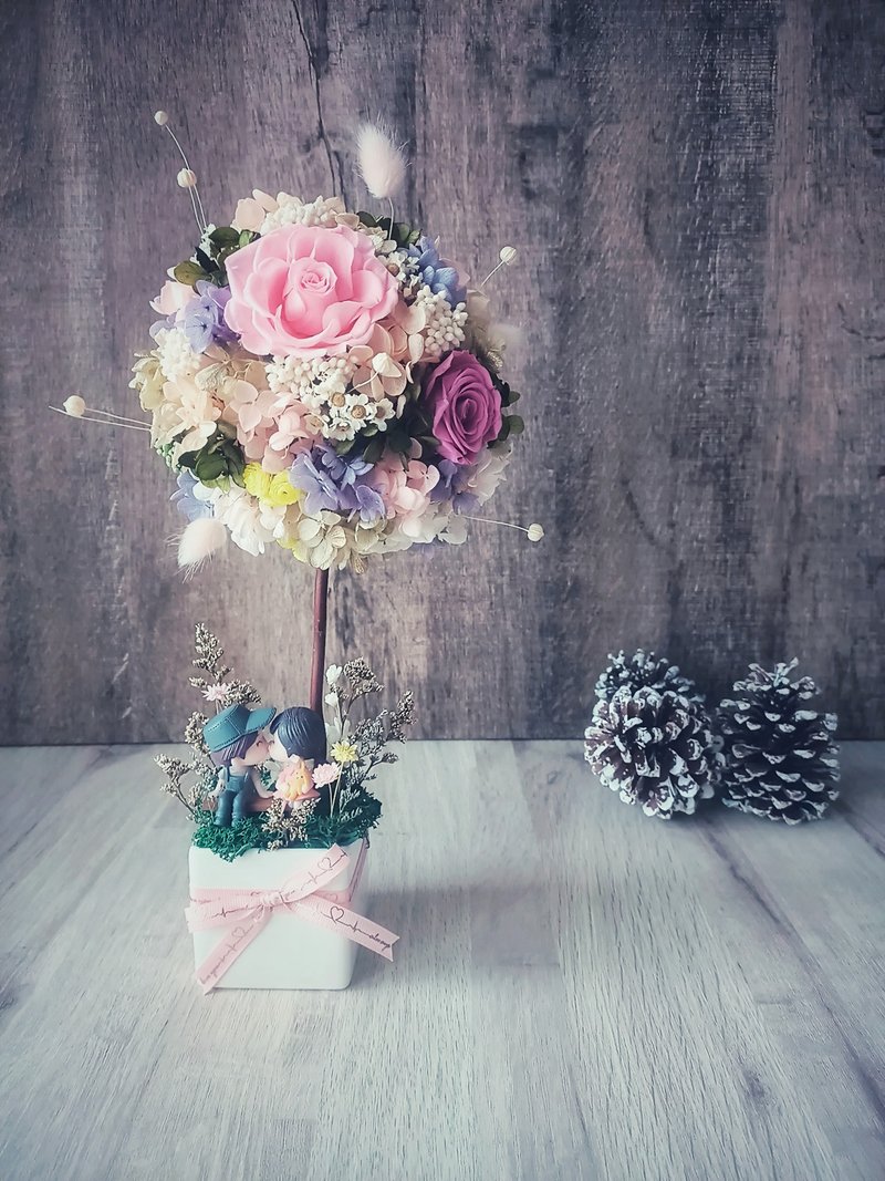 Couple Flower Ball Tree Eternal Flower/Dried Flower/Valentine's Day/Birthday Gift/Adornment Arrangement - Dried Flowers & Bouquets - Plants & Flowers 