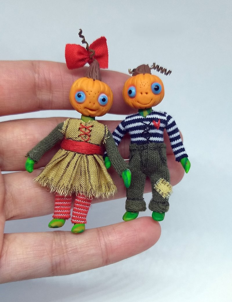 OOAK Halloween Pumpkin dolls - Stuffed Dolls & Figurines - Clay 